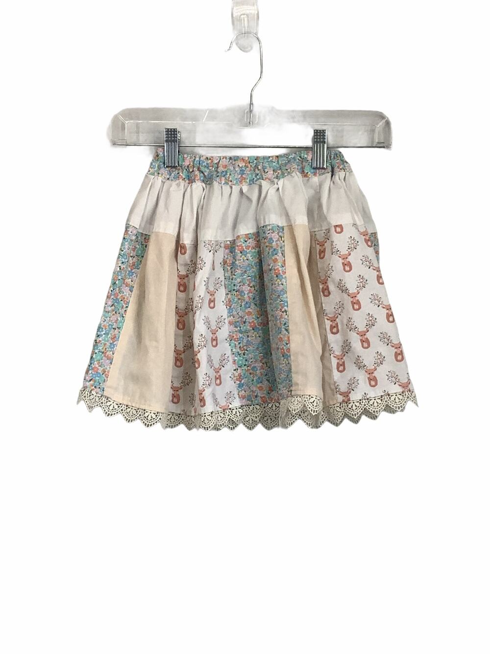 Unbranded Girl's Patchwork Floral Lace Trim Skirt